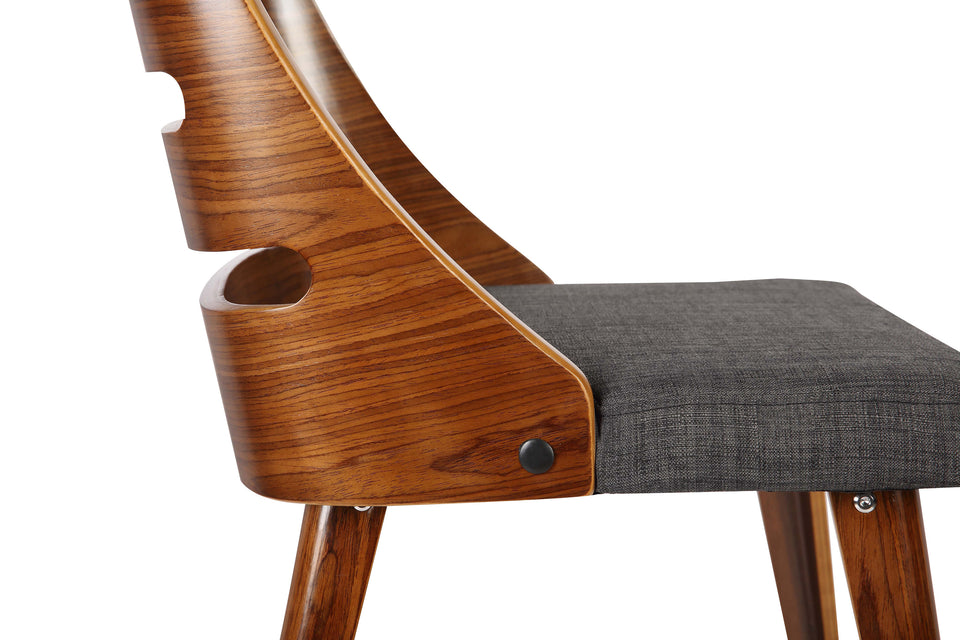 Storm Mid-Century Dining Chair in Walnut Wood and Charcoal Fabric