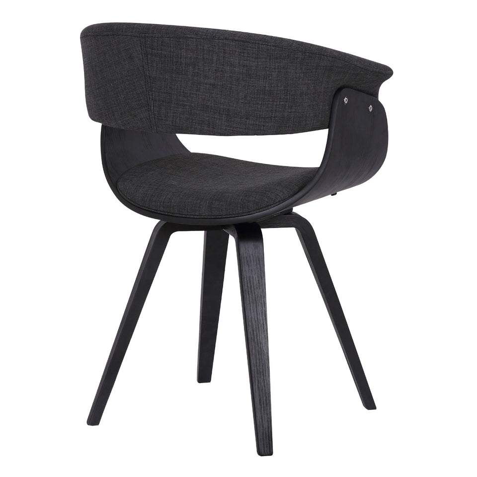 Summer Contemporary Dining Chair in Black Brush Wood Finish and Charcoal Fabric