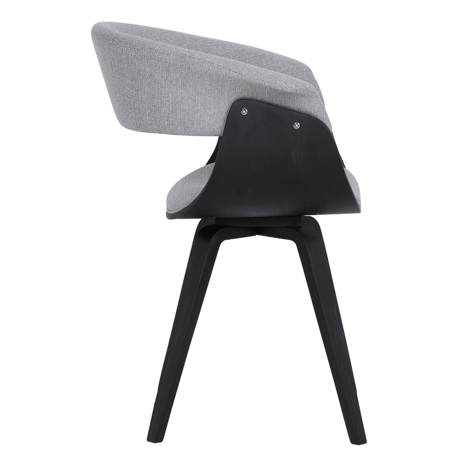 Summer Contemporary Dining Chair in Black Brush Wood Finish and Gray Fabric