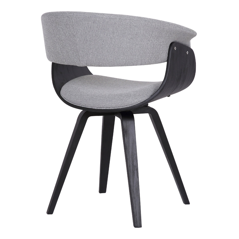 Summer Contemporary Dining Chair in Black Brush Wood Finish and Gray Fabric