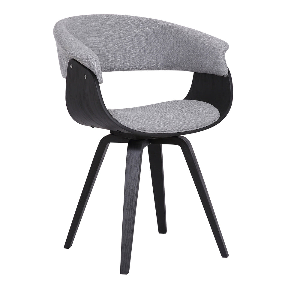 Summer Contemporary Dining Chair in Black Brush Wood Finish and Gray Fabric