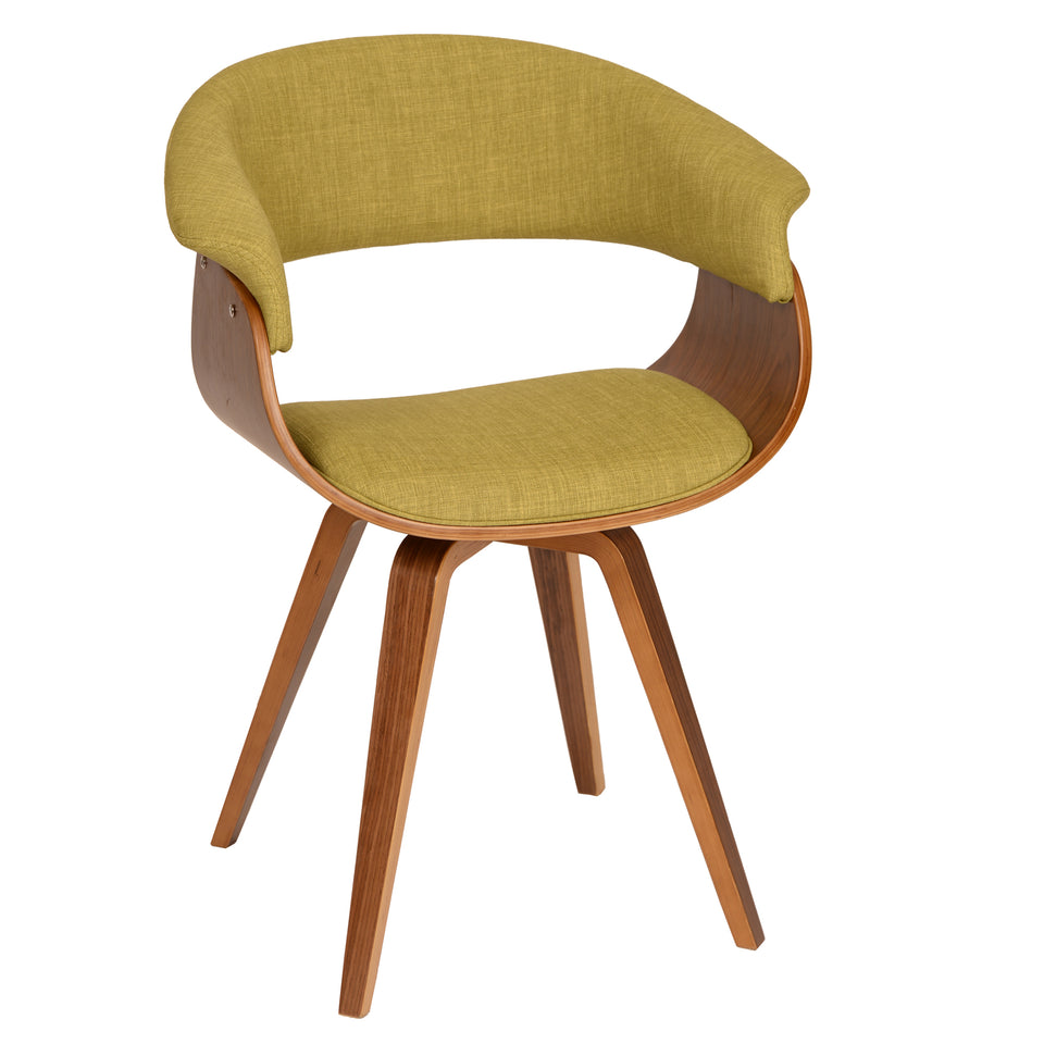 Summer Modern Chair In Green Fabric and Walnut Wood