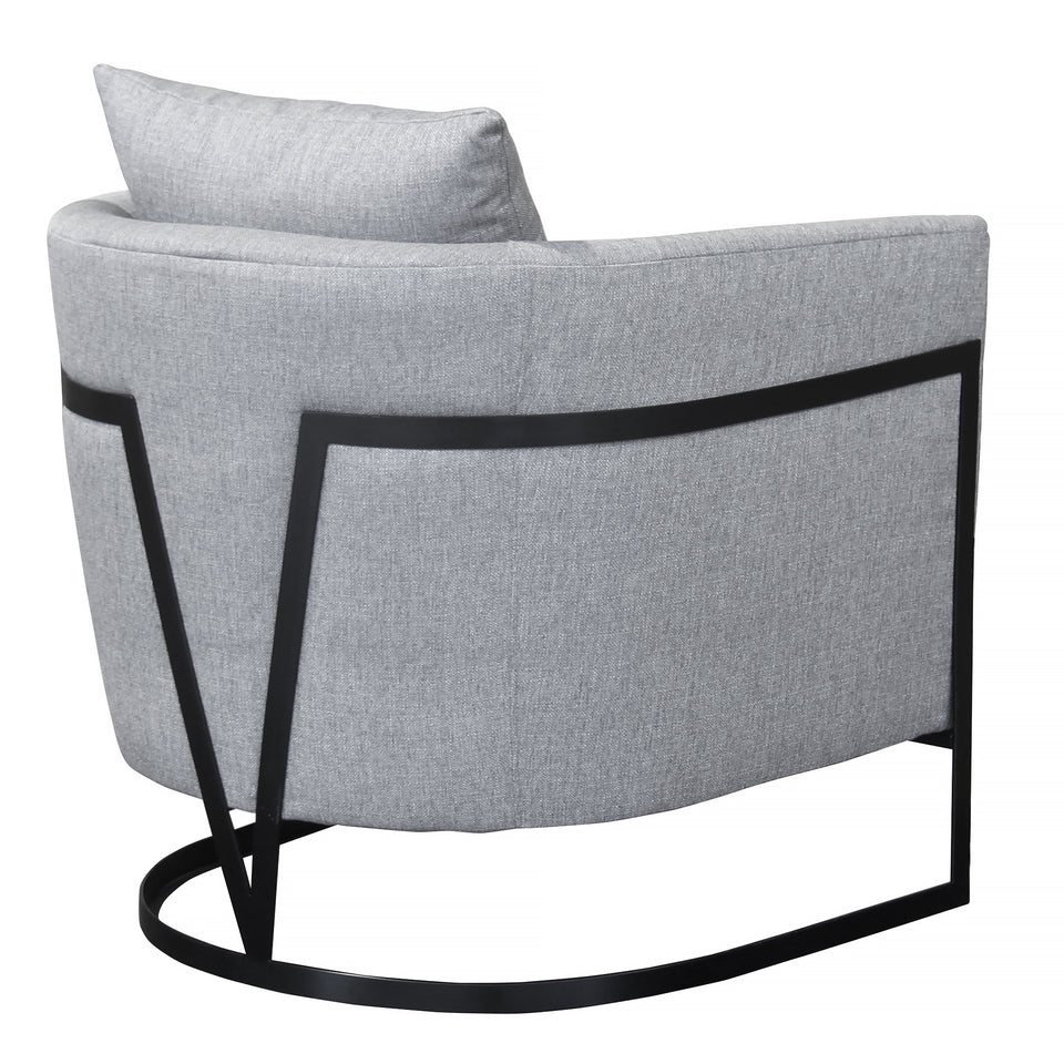 Swan Contemporary Accent Chair with Black Iron Finish Gray Fabric