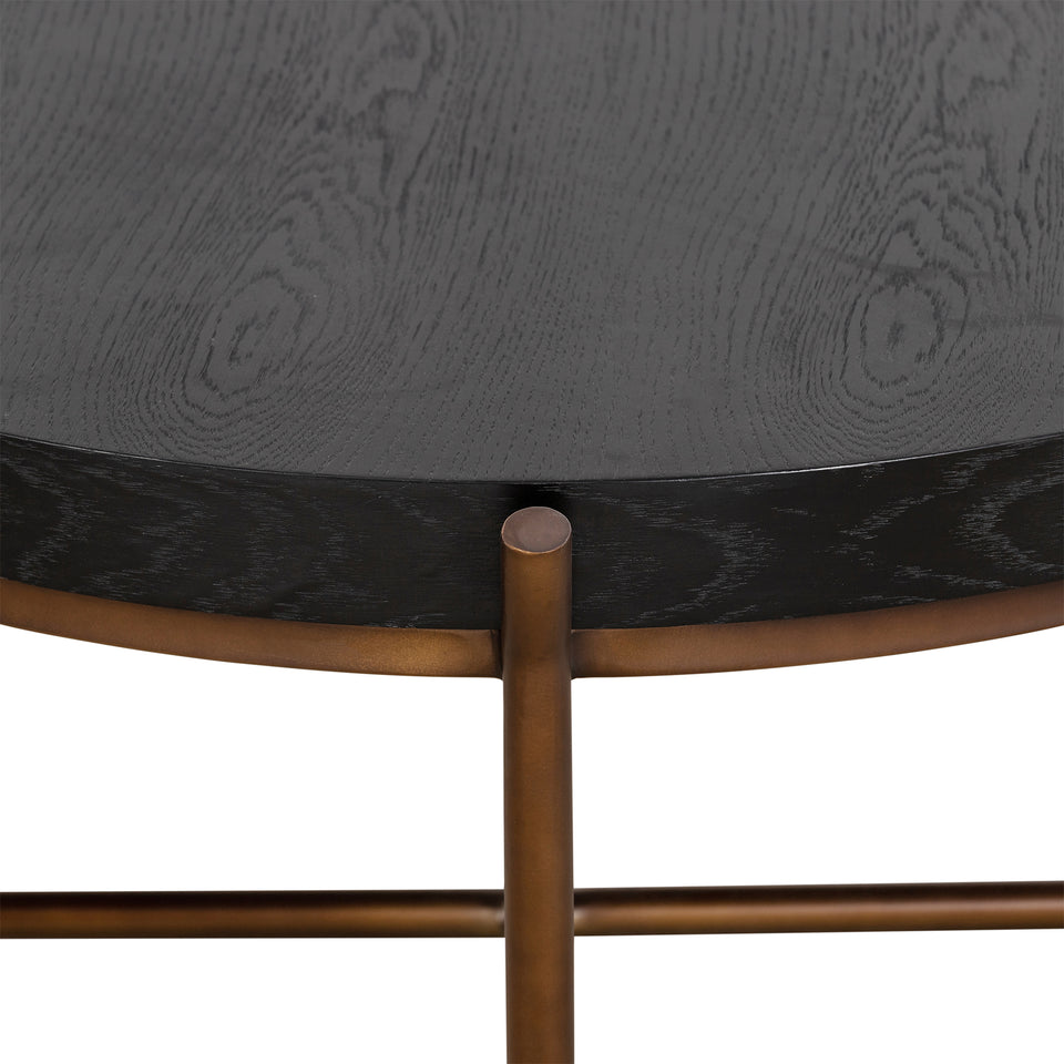 Sylvie Brushed Oak and Metal Round Coffee Table