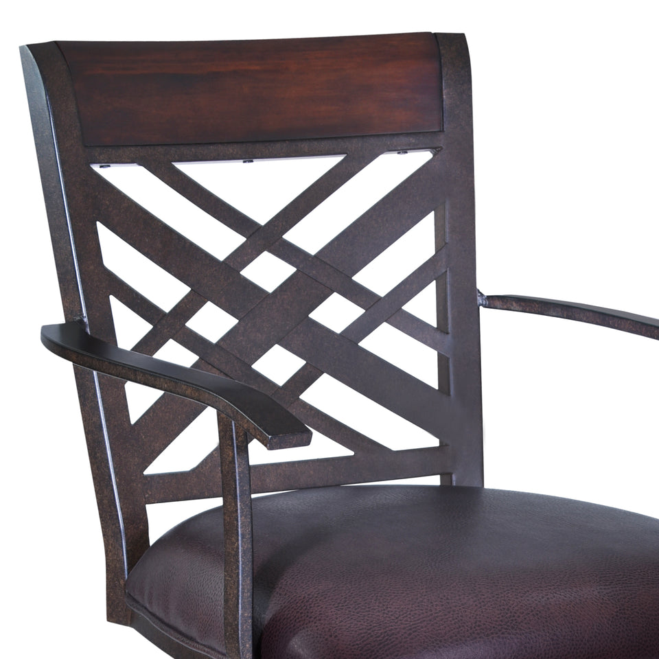 Tahiti  26" Arm Barstool in Auburn Bay finish with Brown Pu upholstery