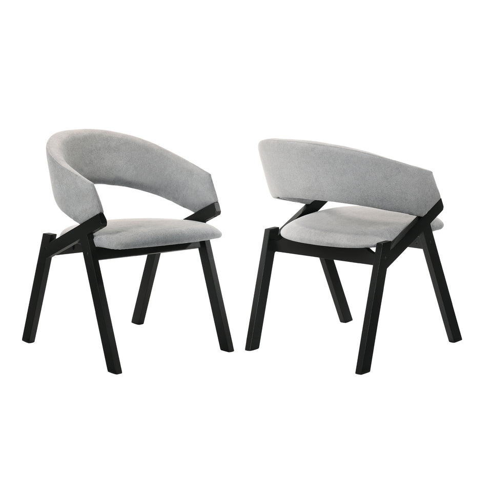 Talulah Gray Fabric and Black Veneer Dining Side Chairs - Set of 2