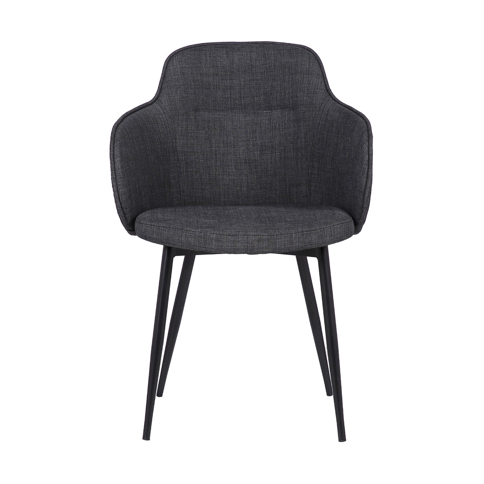 Tammy Contemporary Dining Chair in Black Powder Coated Finish and Charcoal Fabric