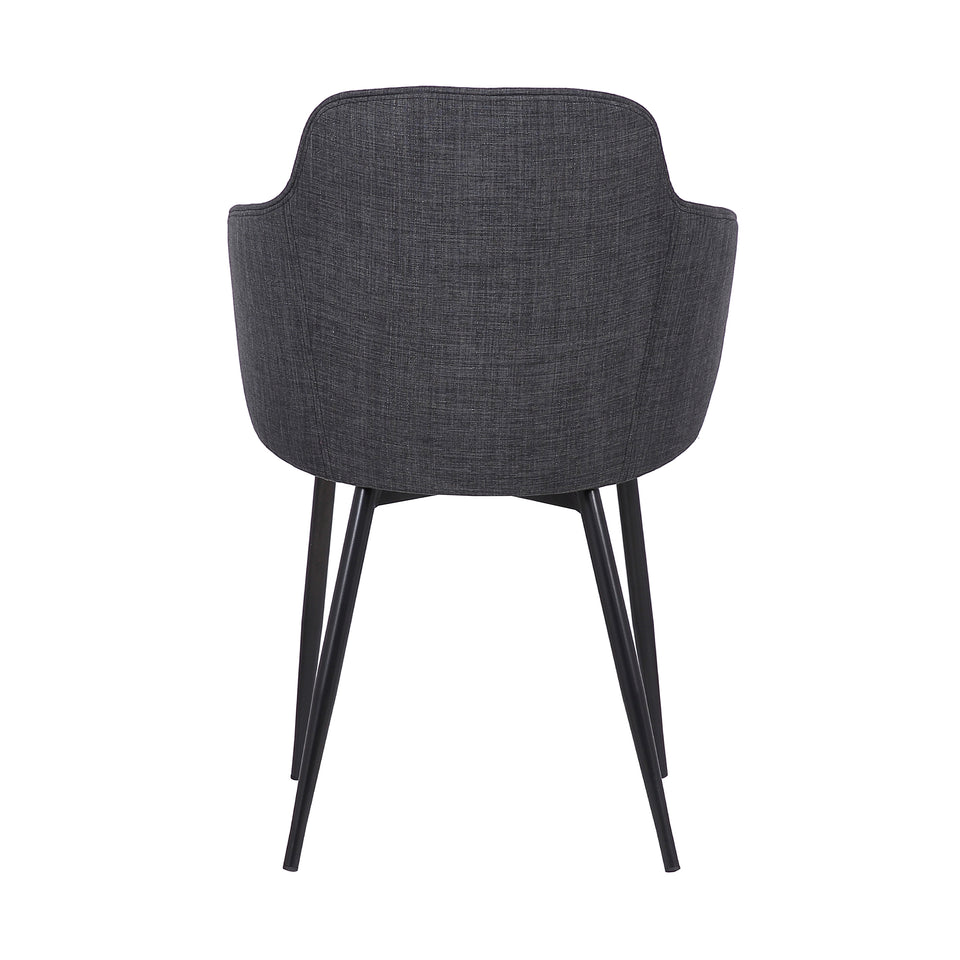 Tammy Contemporary Dining Chair in Black Powder Coated Finish and Charcoal Fabric