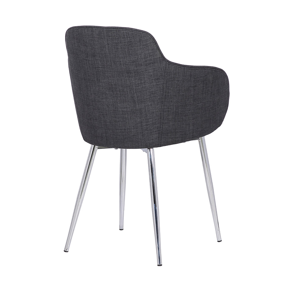 Tammy Contemporary Dining Chair in Chrome Brushed Finish and Charcoal Fabric