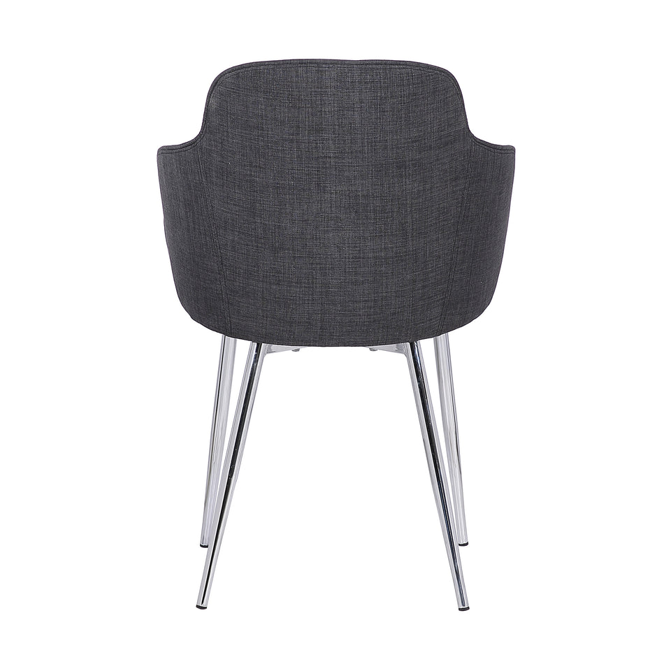 Tammy Contemporary Dining Chair in Chrome Brushed Finish and Charcoal Fabric