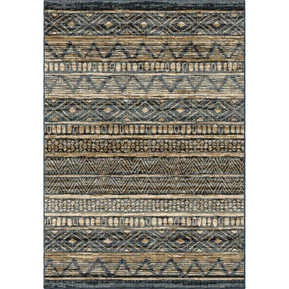 Togo Contemporary 5x8 Area Rug in Blue/Gold