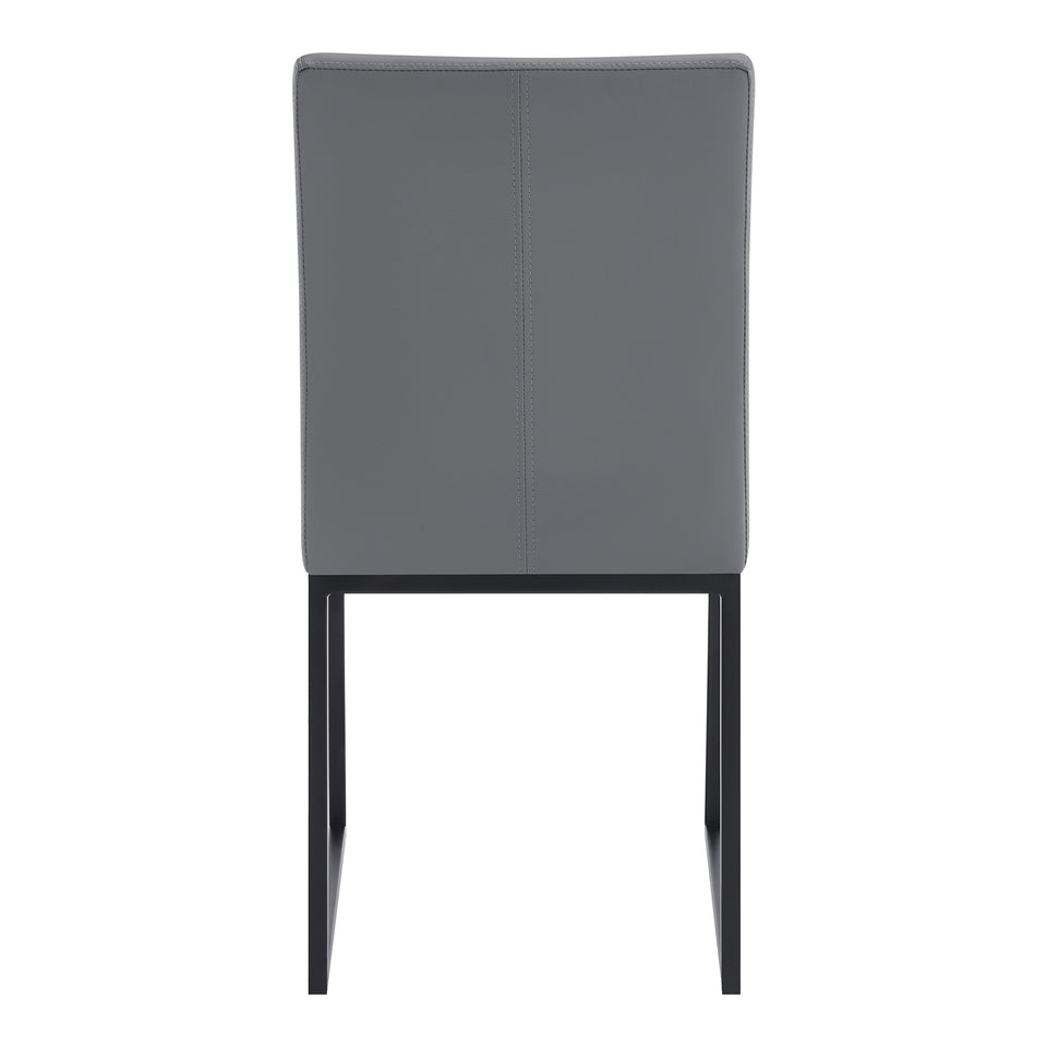 Trevor Contemporary Dining Chair in Matte Black Finish and Gray Faux Leather - Set of 2