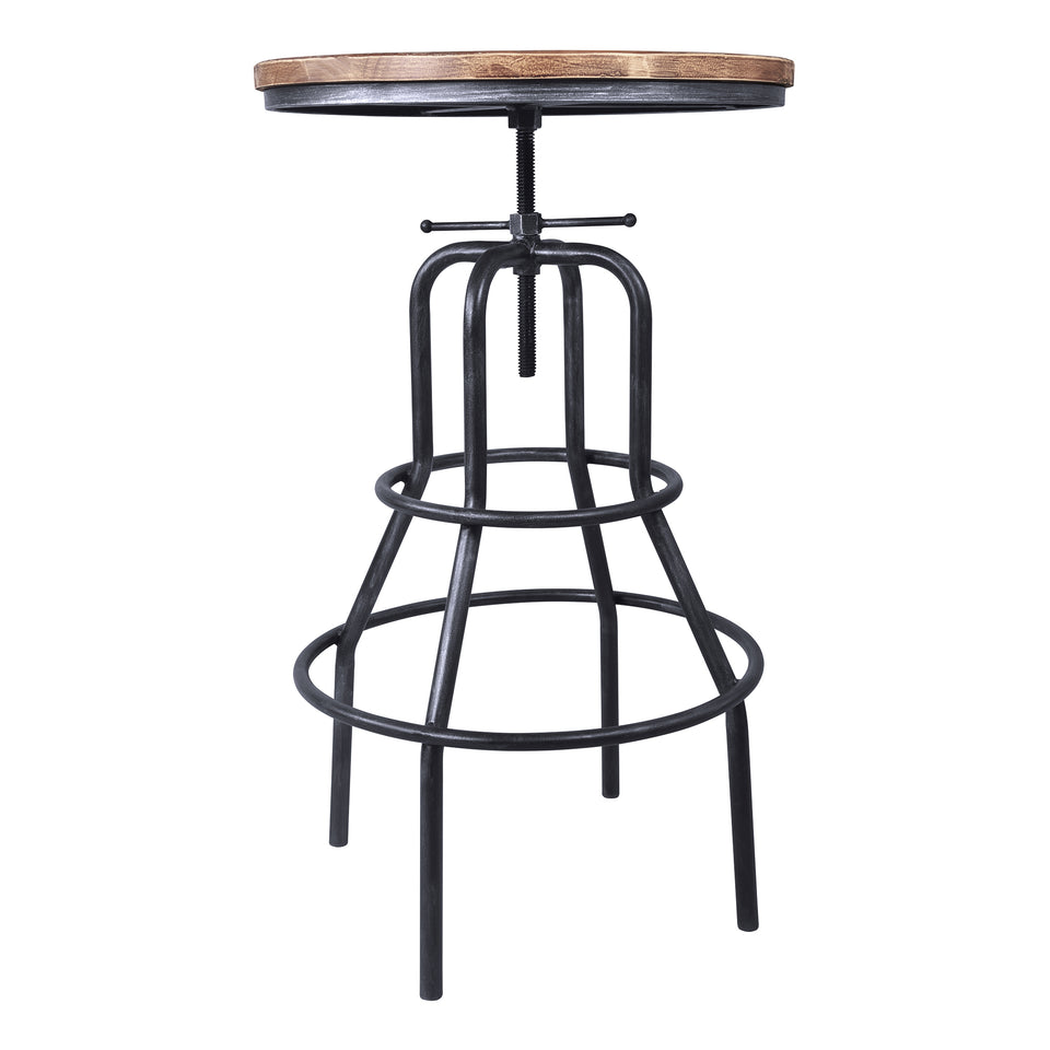 Titan Industrial Adjustable Pub Table in Industrial Gray and Pine Wood Top
