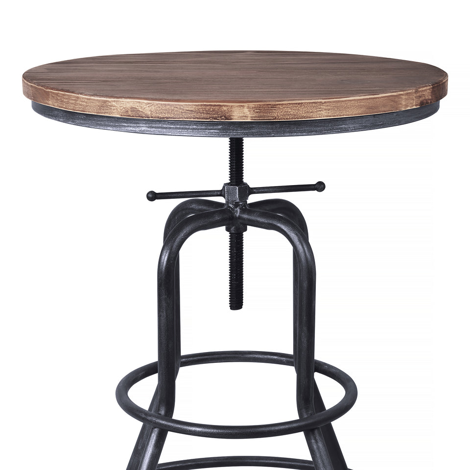Titan Industrial Adjustable Pub Table in Industrial Gray and Pine Wood Top