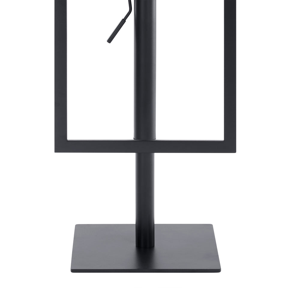 Victory Contemporary Swivel Barstool in Matte Black Finish and Gray Faux Leather