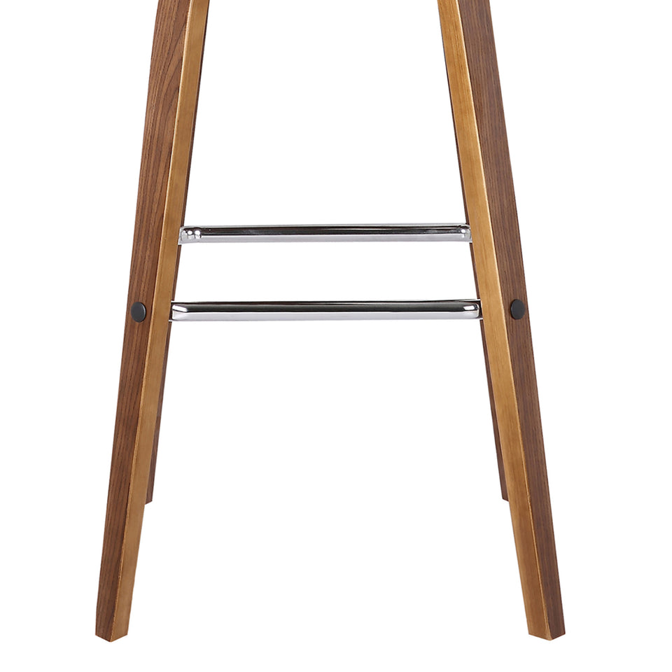 Vienna 30" Bar Height Barstool in Walnut Wood Finish with Brown Faux Leather