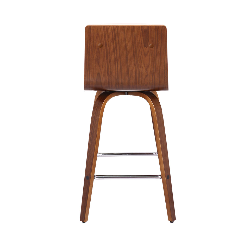 Vienna 26" Counter Height Barstool in Walnut Wood Finish with Cream Faux Leather