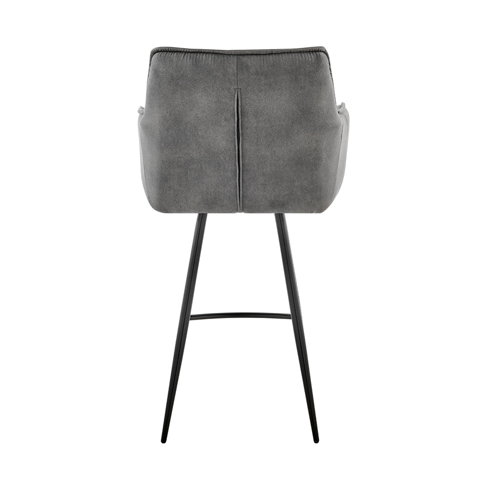 Verona 30" Bar Height Bar Stool in Charcoal Fabric and Black Finish