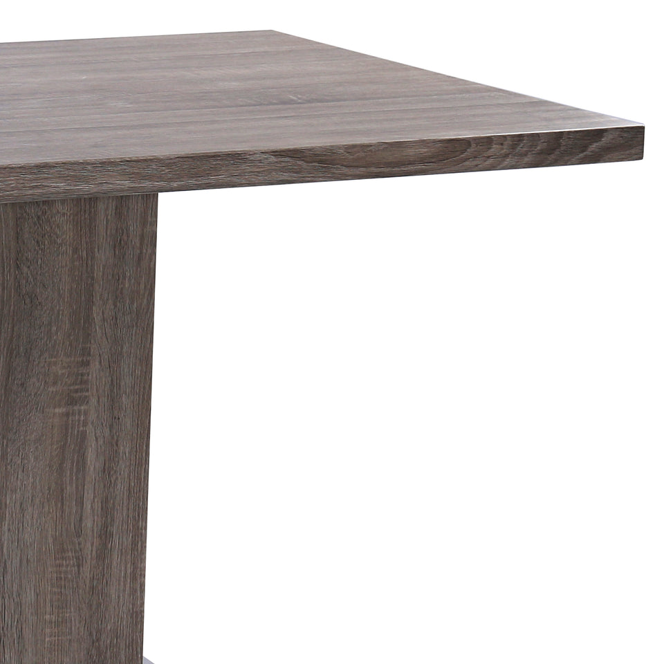 Zenith Contemporary Dining Table with Brushed Stainless Steel Base and Gray Walnut Veneer Finish