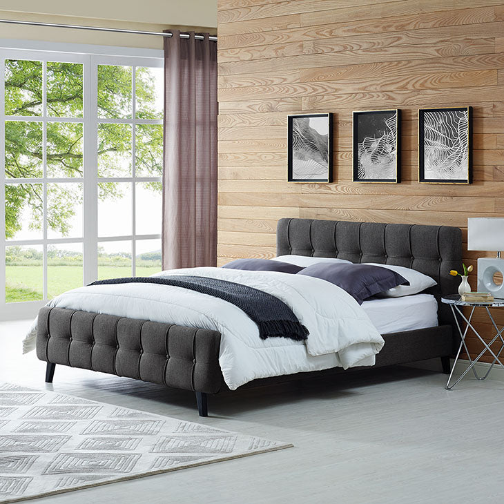 OPHELIA QUEEN FABRIC BED IN GRAY.