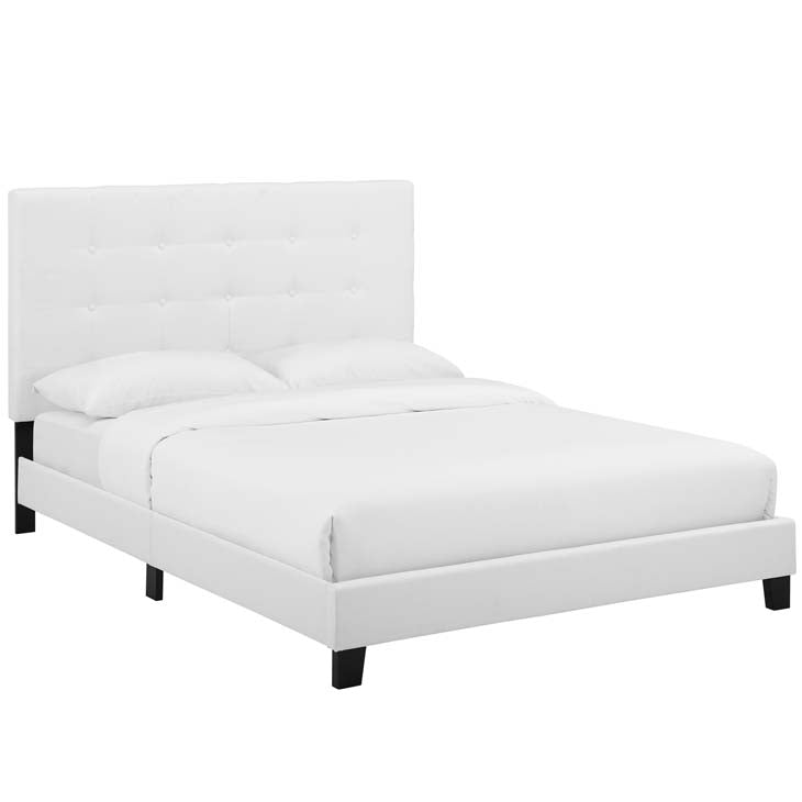 Melanie Queen Button Tufted Upholstered Fabric Platform Bed.