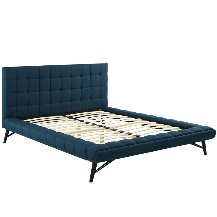 Julia Queen Biscuit Tufted Performance Fabric Platform Bed.