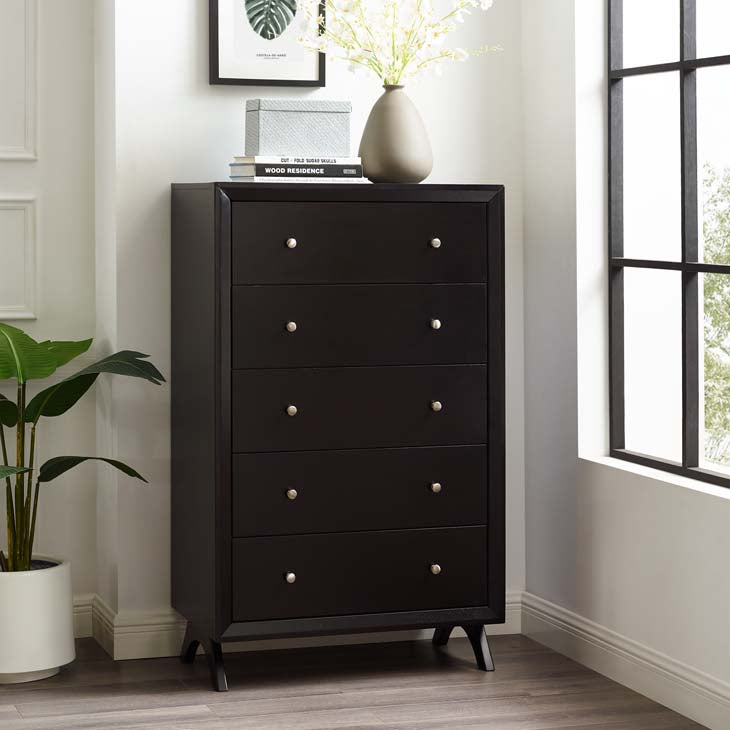 Providence Five-Drawer Chest in Cappuccino.