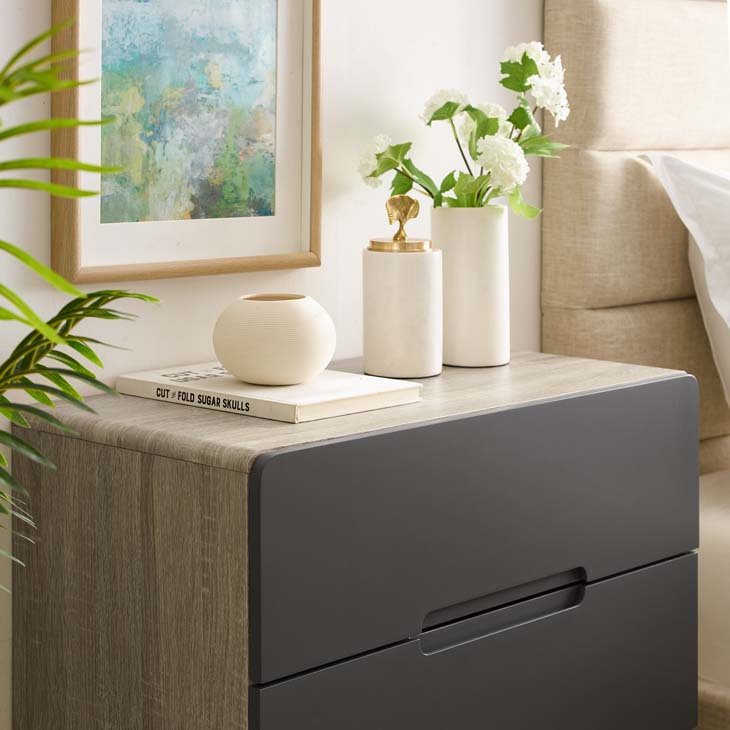 Origin Three Drawer Chest in Natural Gray.
