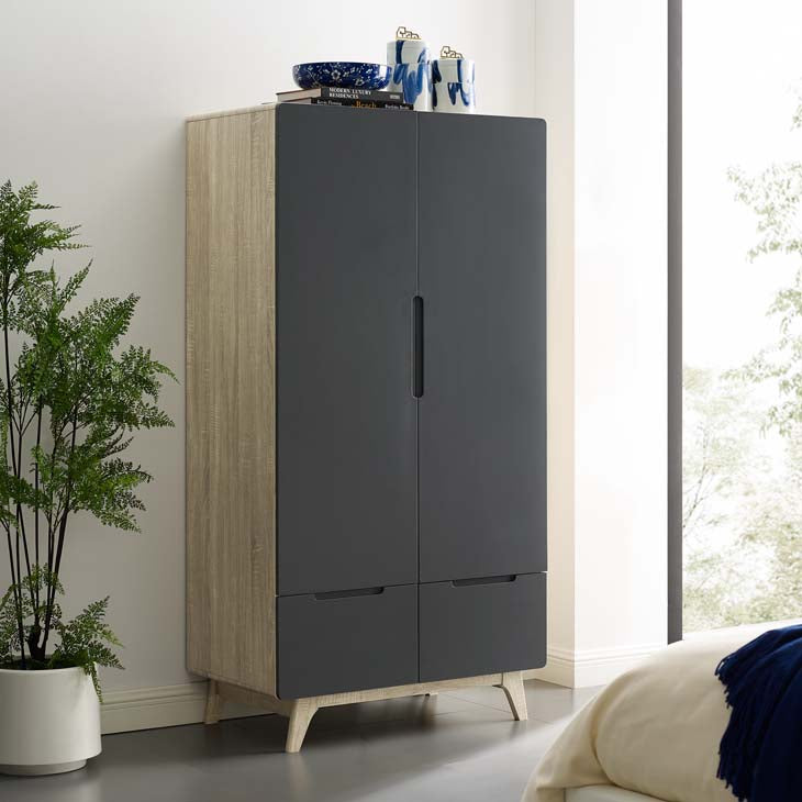 Origin Wood Wardrobe Cabinet in Natural Gray.