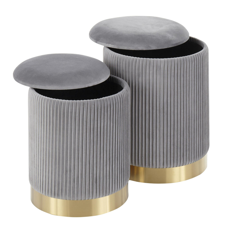 Marla Nesting Pleated Ottoman Set.