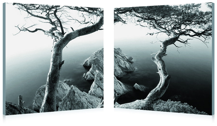 Rocky shore mounted photography print diptych