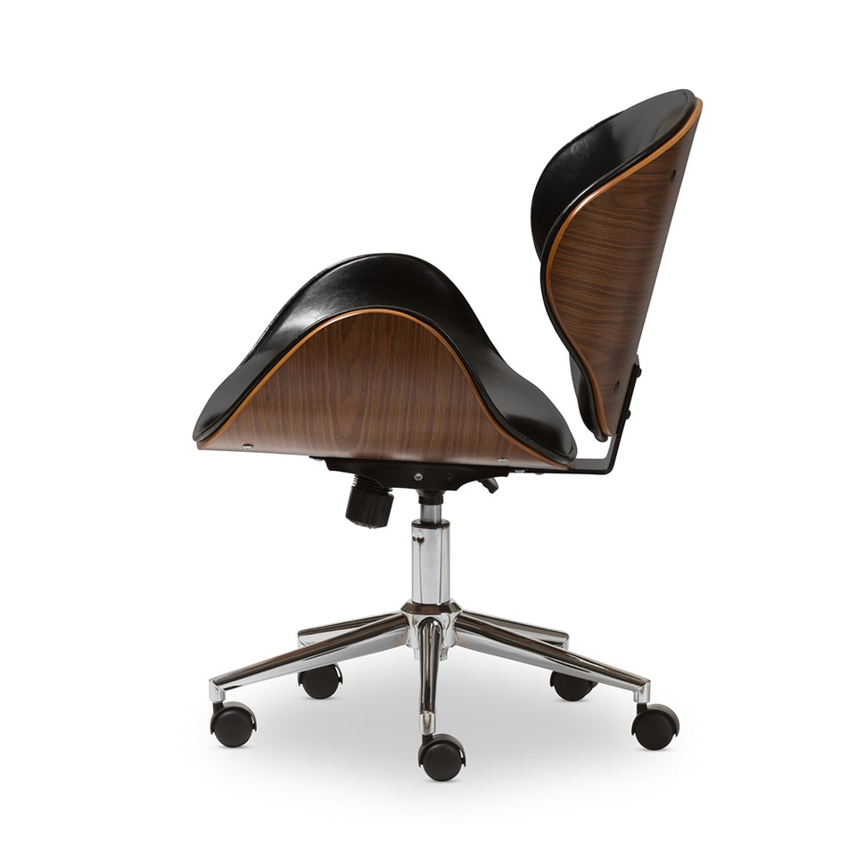 Bruce walnut and black modern office chair.