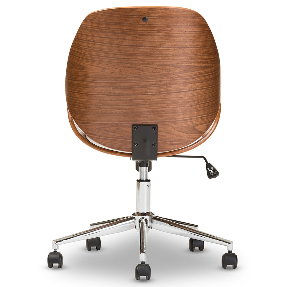 Watson modern and contemporary white and walnut office chair.