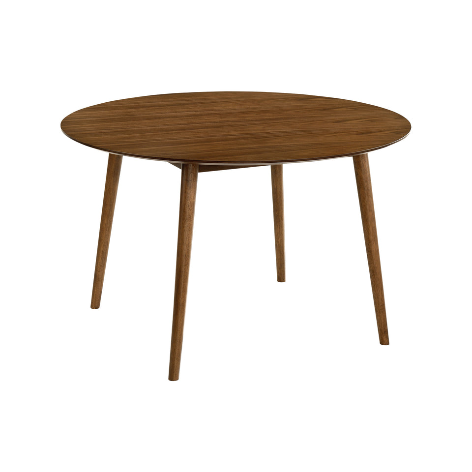 Arcadia and Azalea 48" Round Blue and Walnut Wood 5 Piece Dining Set