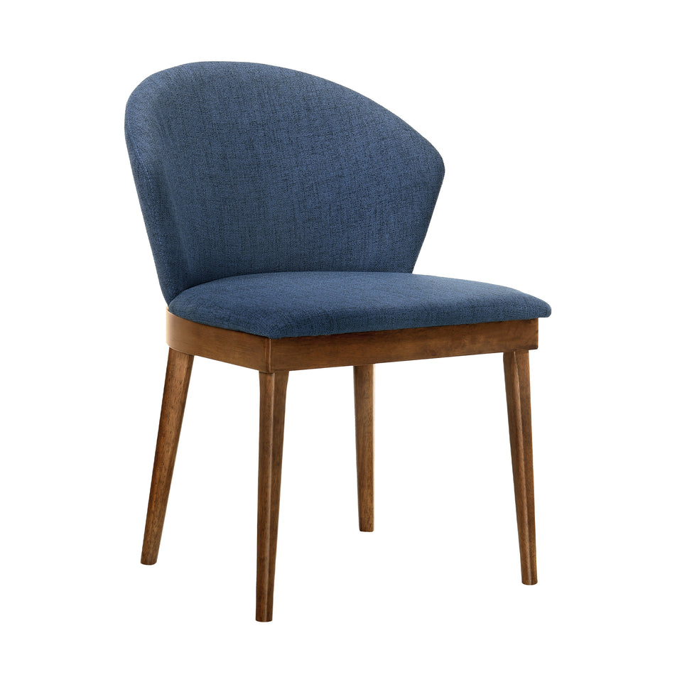 Arcadia and Juno 48" Round Blue and Walnut Wood 5 Piece Dining Set