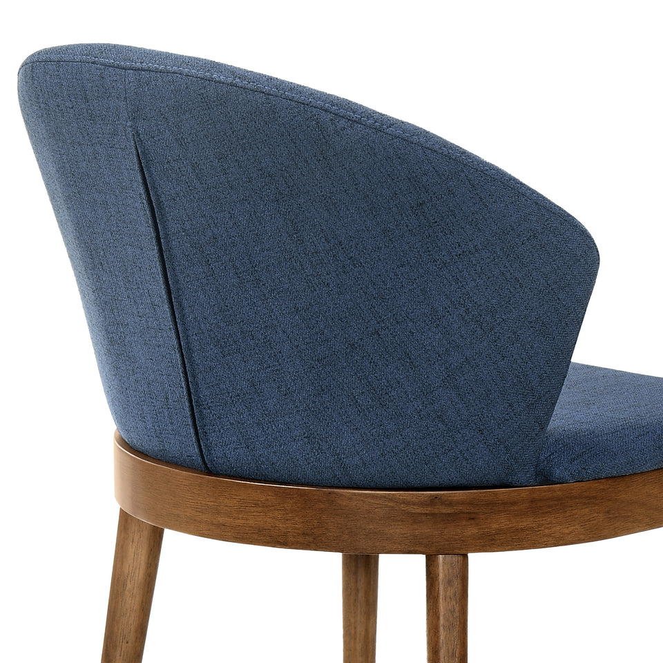 Arcadia and Juno 48" Round Blue and Walnut Wood 5 Piece Dining Set