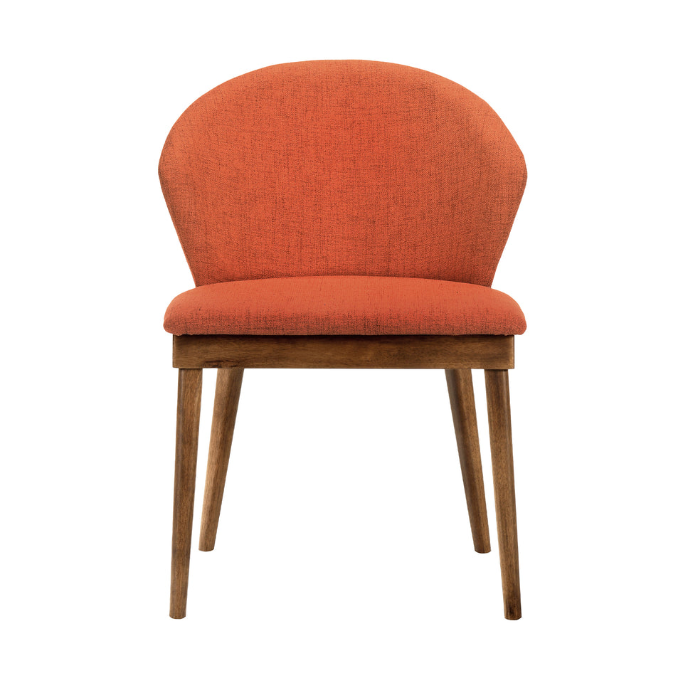 Arcadia and Juno 42" Round Orange and Walnut Wood 5 Piece Dining Set