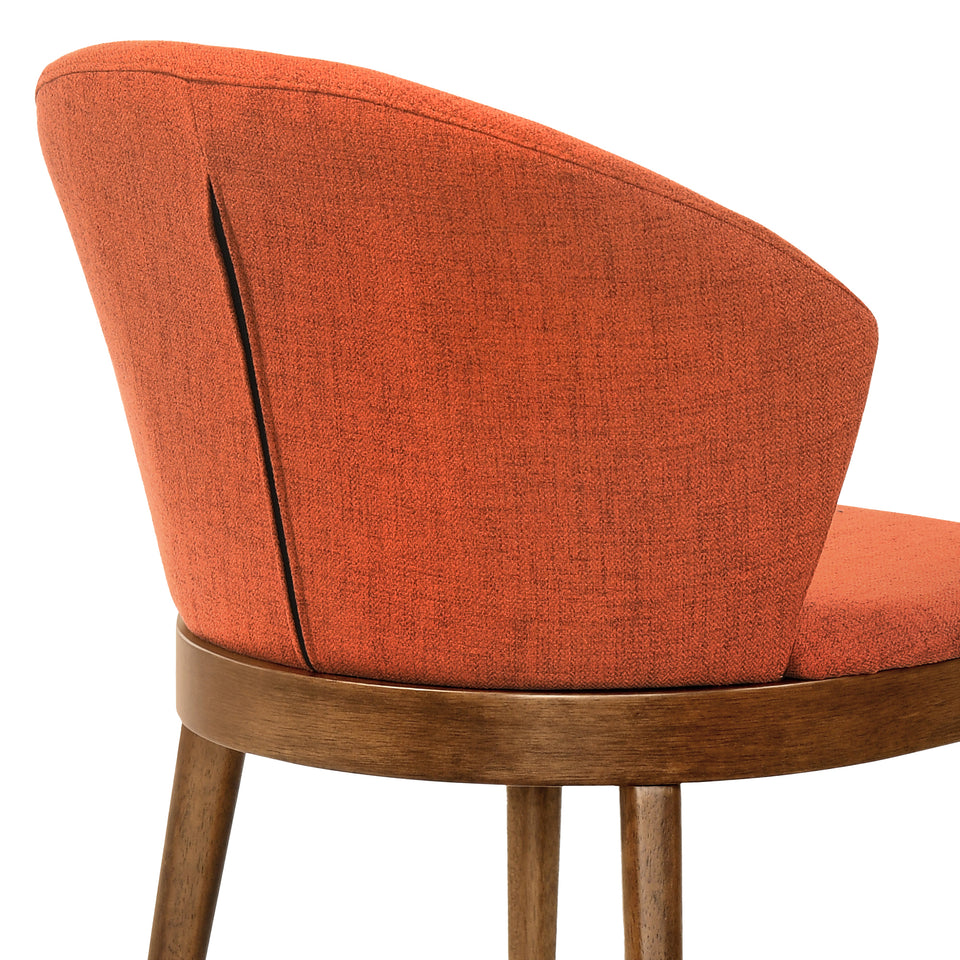 Arcadia and Juno 42" Round Orange and Walnut Wood 5 Piece Dining Set