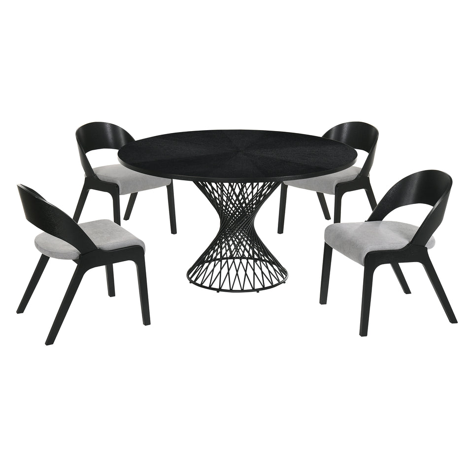 Cirque and Polly 5 Piece Black Round Dining Set