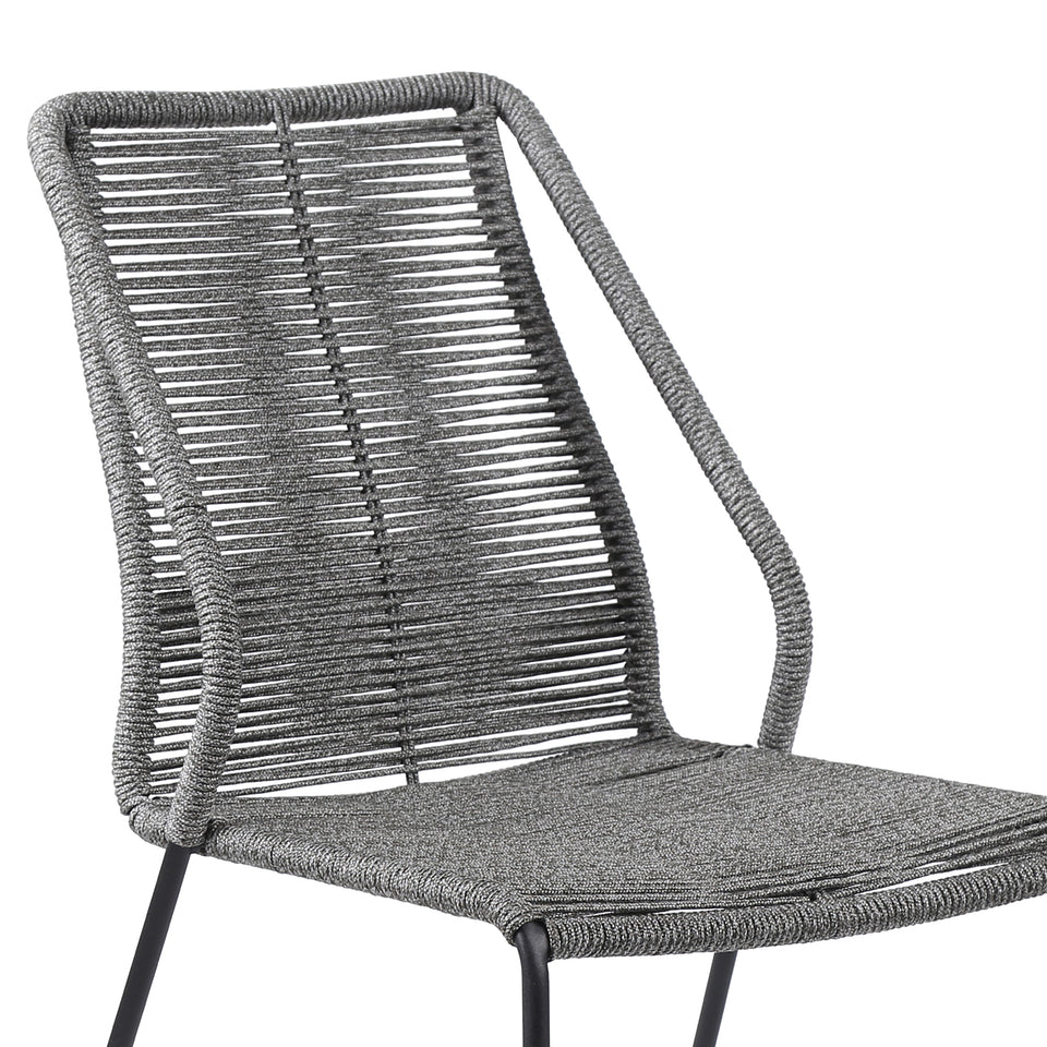 Fineline and Clip Indoor Outdoor 7 Piece Dining Set in Dark Eucalyptus Wood with Superstone and Grey Rope