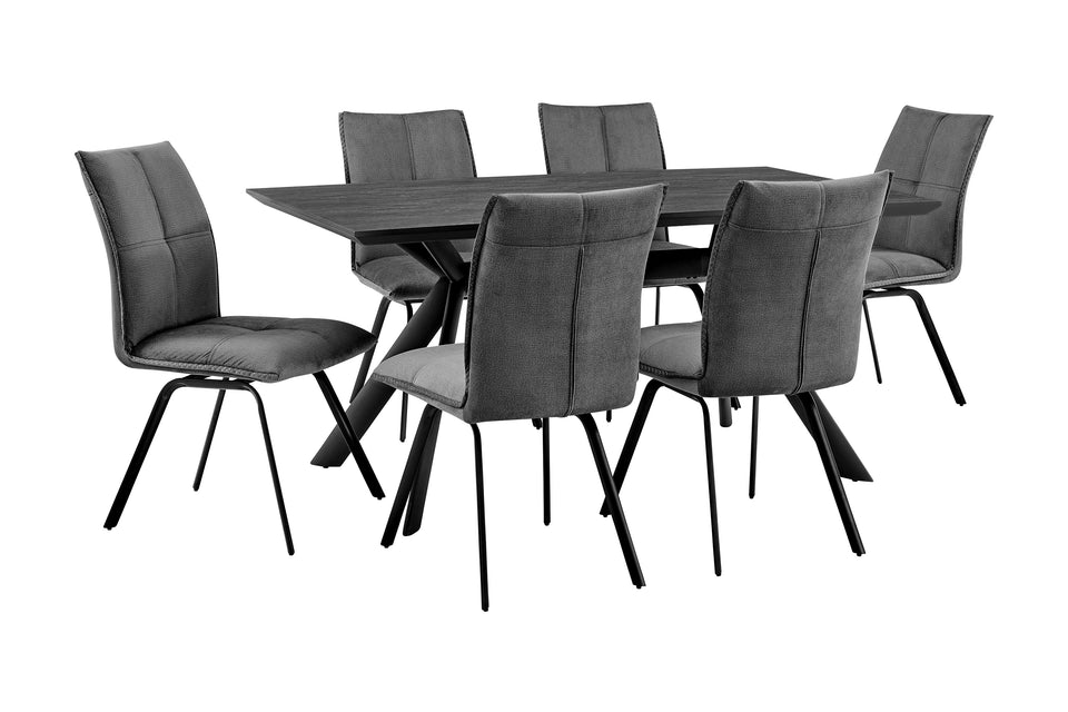 Margot and Charcoal Rylee 7 Piece Modern Rectangular Dining Set