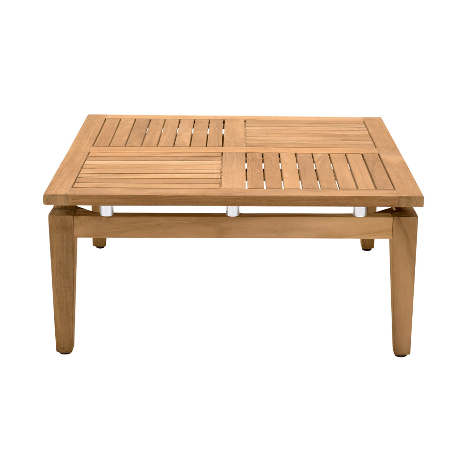Arno Outdoor 3 Piece Teak Wood Seating Set in Beige Olefin