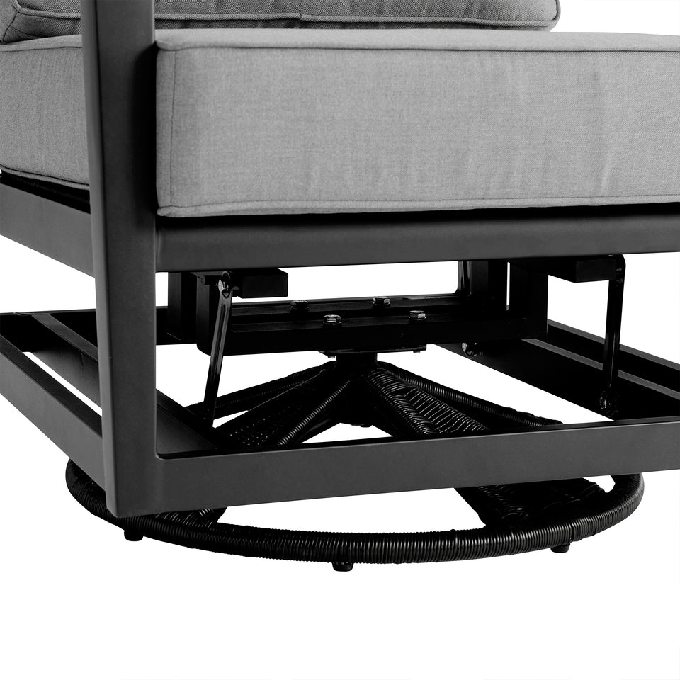 Caymen 3 Piece Black Aluminum Outdoor Seating Set with Dark Gray Cushions