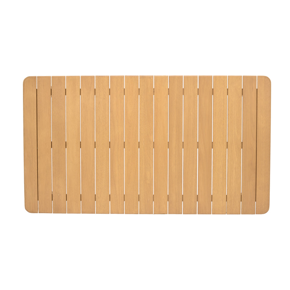 Nassau 5 piece Outdoor Dining Set in Natural Wood Finish Table and Honey Yellow Arm Chairs