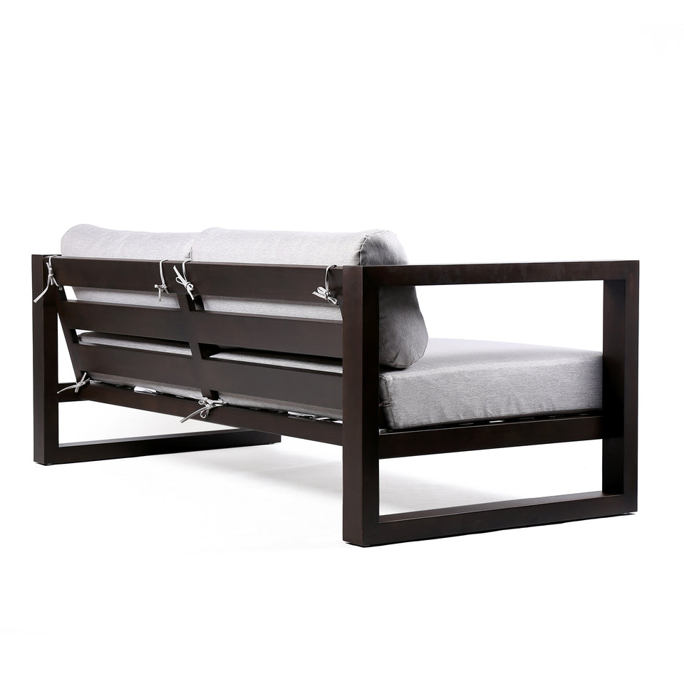 Paradise 4 Piece Outdoor Dark Eucalyptus Wood Sofa Seating Set with Grey Cushions