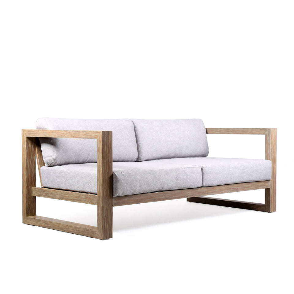 Paradise 4 Piece Outdoor Light Eucalyptus Wood Sofa Seating Set with Grey Cushions
