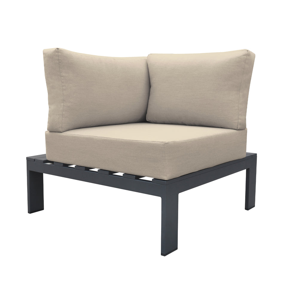 Razor Outdoor 4 piece Sectional set in Dark Grey Finish and Taupe Cushions