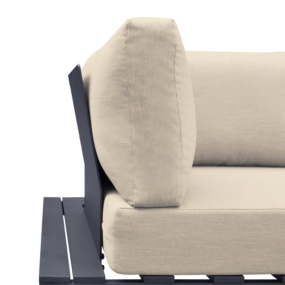 Razor Outdoor 4 piece Sectional set in Dark Grey Finish and Taupe Cushions