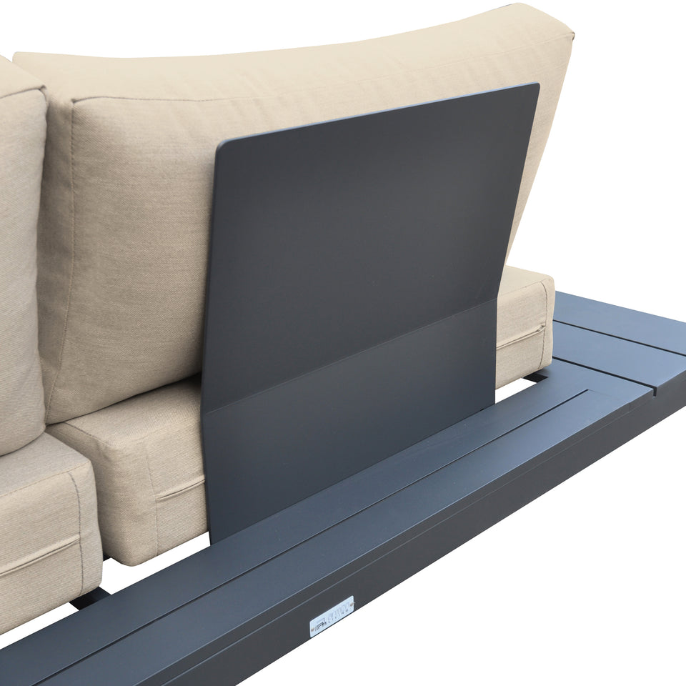 Razor Outdoor 4 piece Sectional set in Dark Grey Finish and Taupe Cushions