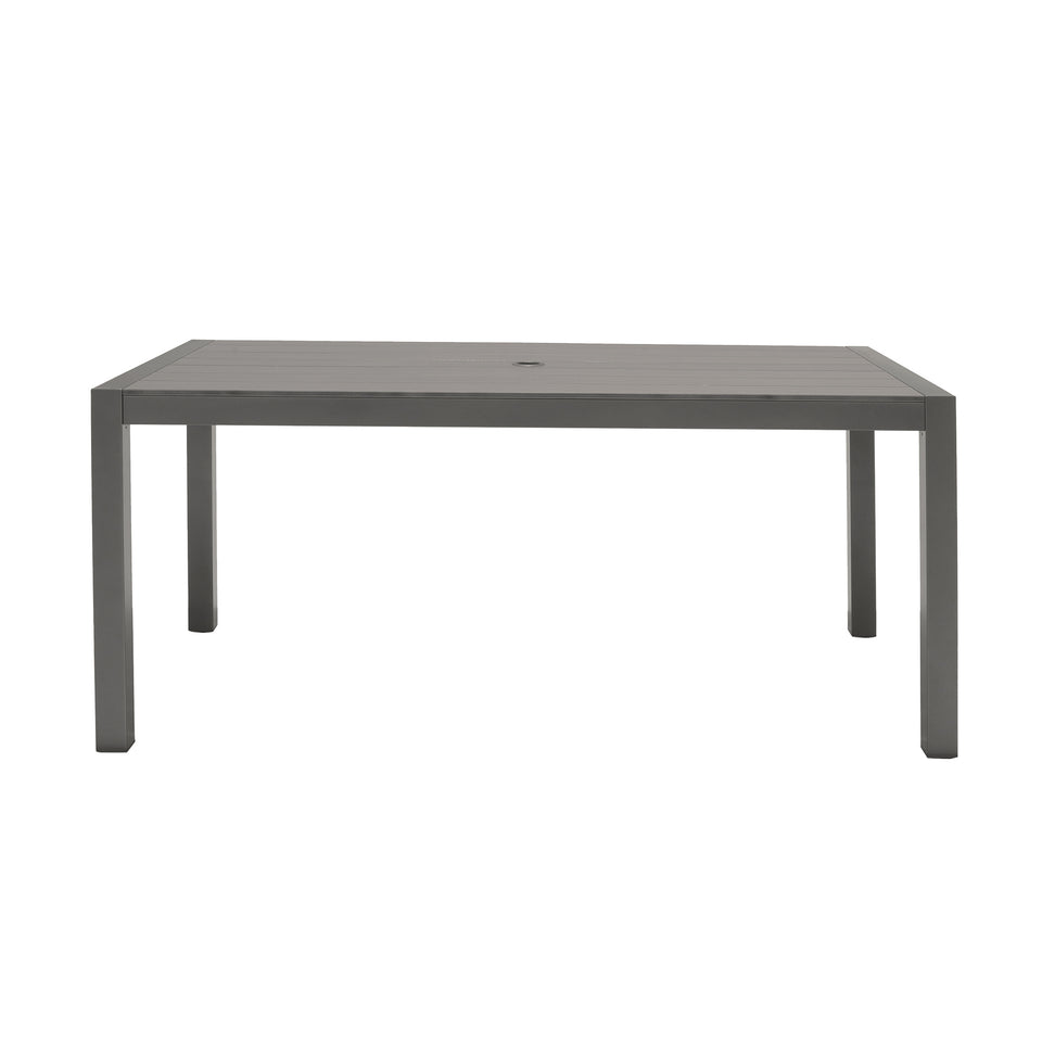 Solana 5 piece Outdoor Aluminum Dining Set in Cosmos Grey Finish with Wood Top